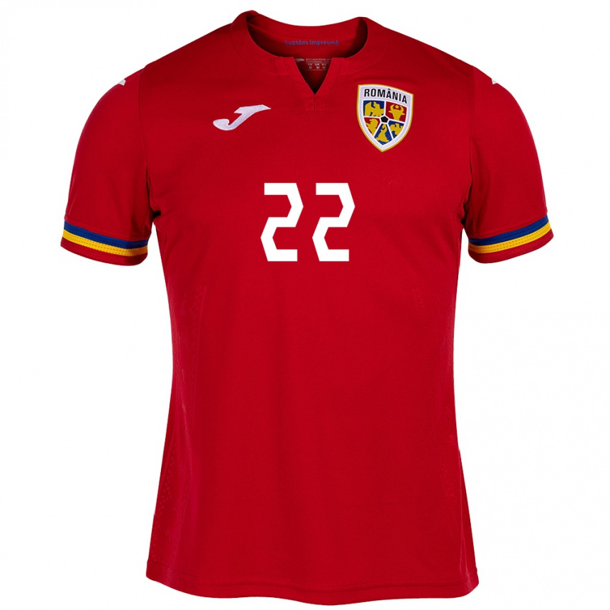 Men Football Romania Vladislav Blănuță #22 Red Away Jersey 24-26 T-Shirt Nz