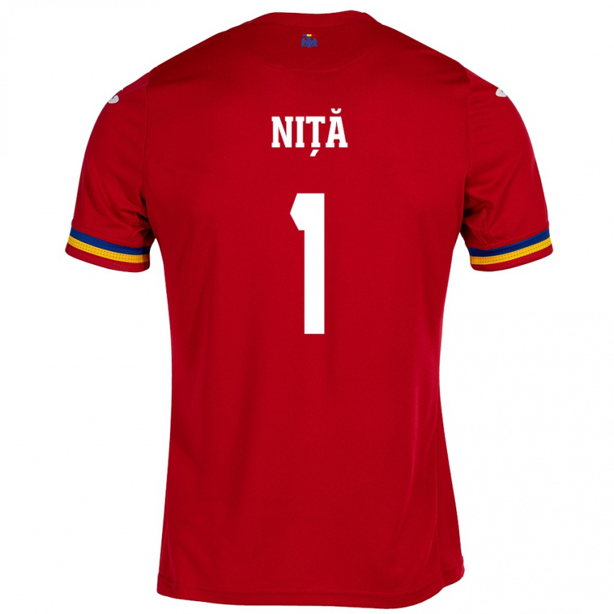 Men Football Romania Florin Niță #1 Red Away Jersey 24-26 T-Shirt Nz