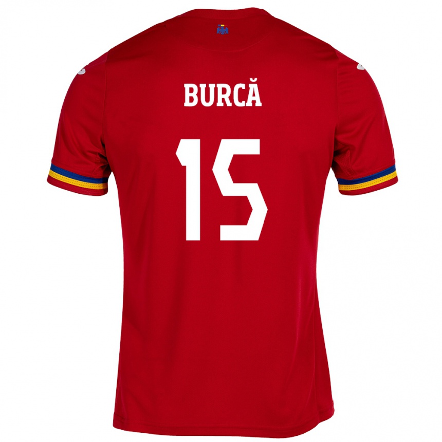 Men Football Romania Andrei Burcă #15 Red Away Jersey 24-26 T-Shirt Nz