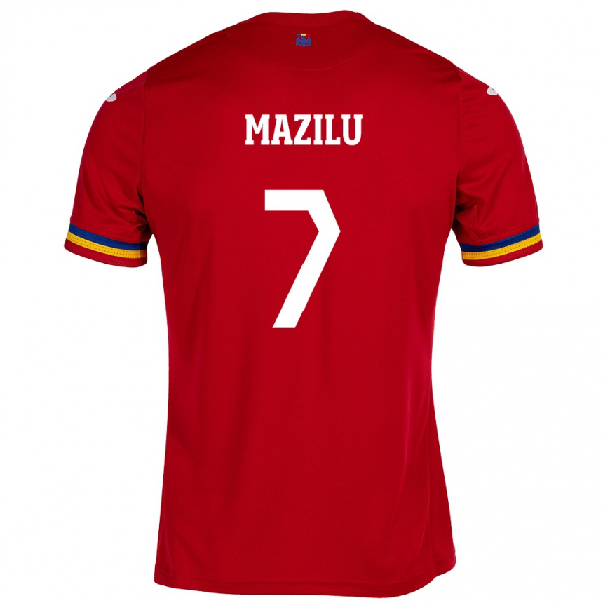 Men Football Romania Adrian Mazilu #7 Red Away Jersey 24-26 T-Shirt Nz