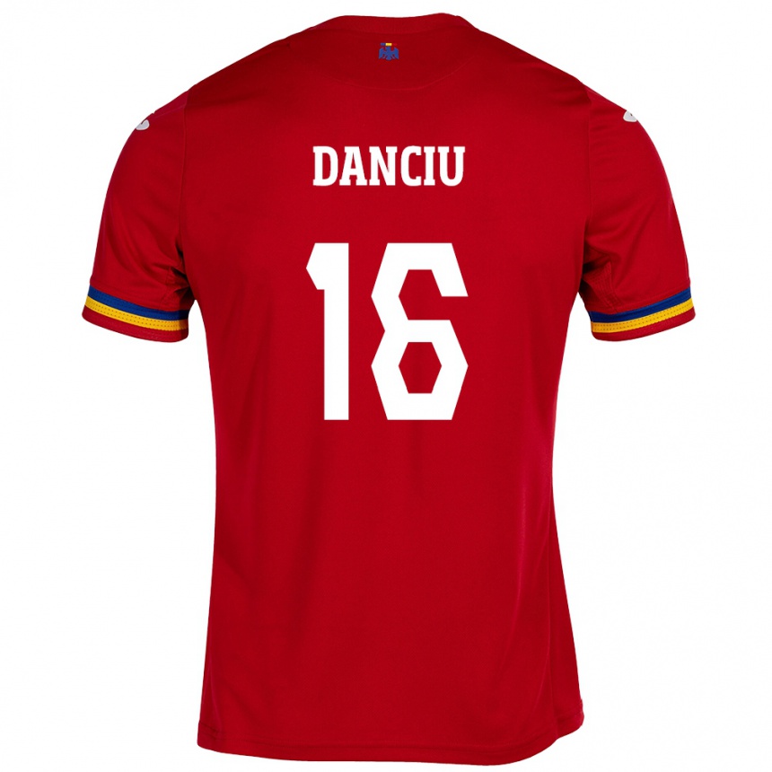 Men Football Romania Marian Danciu #16 Red Away Jersey 24-26 T-Shirt Nz