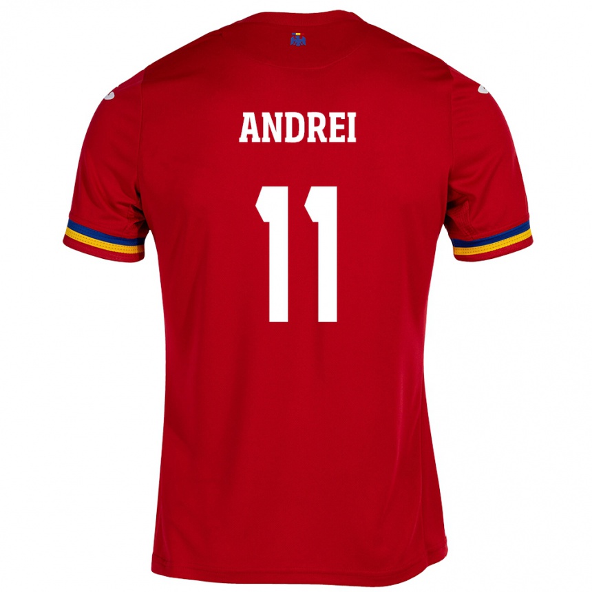 Men Football Romania Doru Andrei #11 Red Away Jersey 24-26 T-Shirt Nz