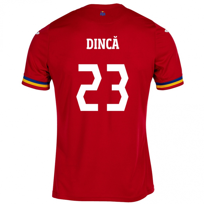 Men Football Romania David Dincă #23 Red Away Jersey 24-26 T-Shirt Nz