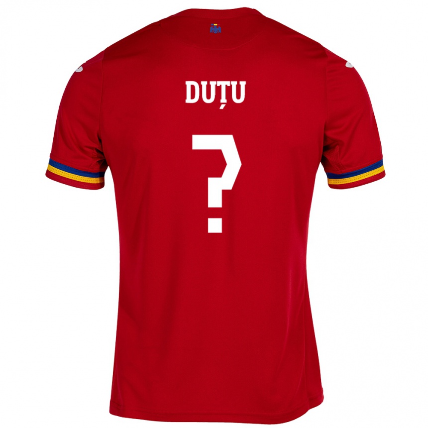 Men Football Romania Matteo Duțu #0 Red Away Jersey 24-26 T-Shirt Nz