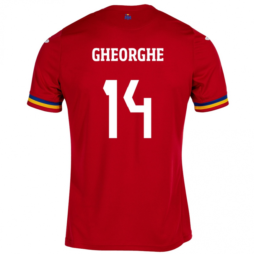 Men Football Romania Costyn Gheorghe #14 Red Away Jersey 24-26 T-Shirt Nz