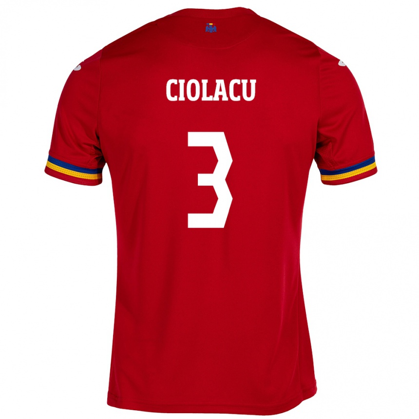 Men Football Romania Mihaela Ciolacu #3 Red Away Jersey 24-26 T-Shirt Nz