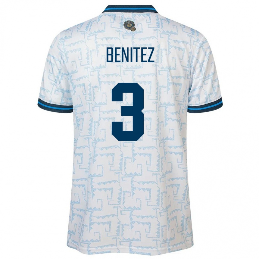 Men Football El Salvador Carolina Benitez #3 White Away Jersey 24-26 T-Shirt Nz