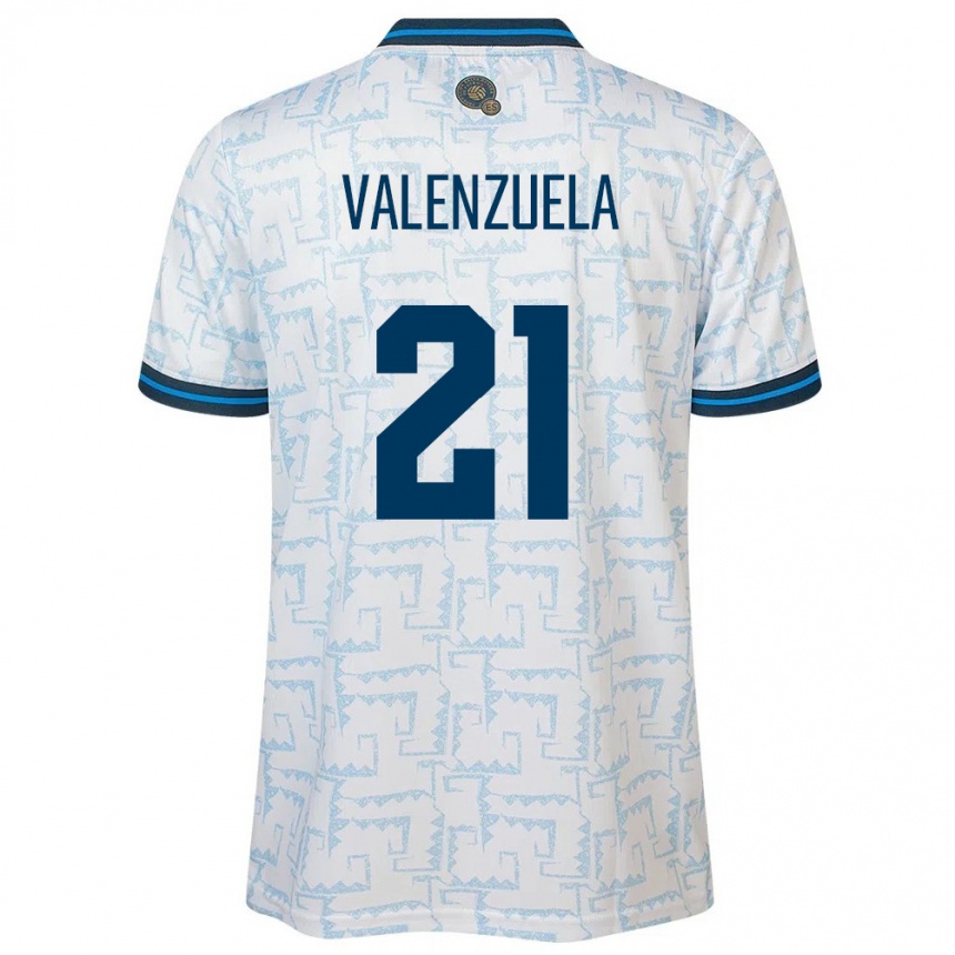 Men Football El Salvador Ana Valenzuela #21 White Away Jersey 24-26 T-Shirt Nz