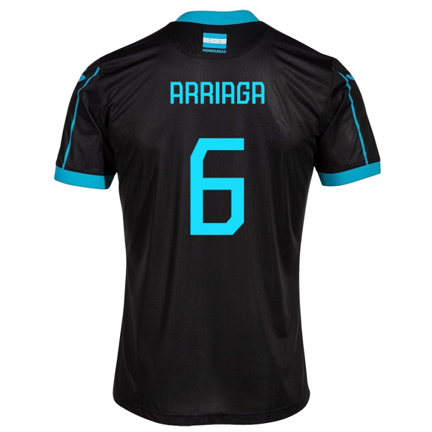 Men Football Honduras Javier Arriaga #6 Black Away Jersey 24-26 T-Shirt Nz