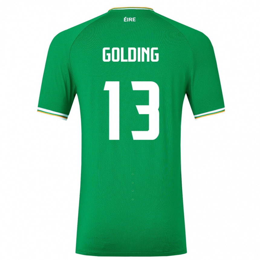 Women Football Ireland James Golding #13 Green Home Jersey 24-26 T-Shirt Nz