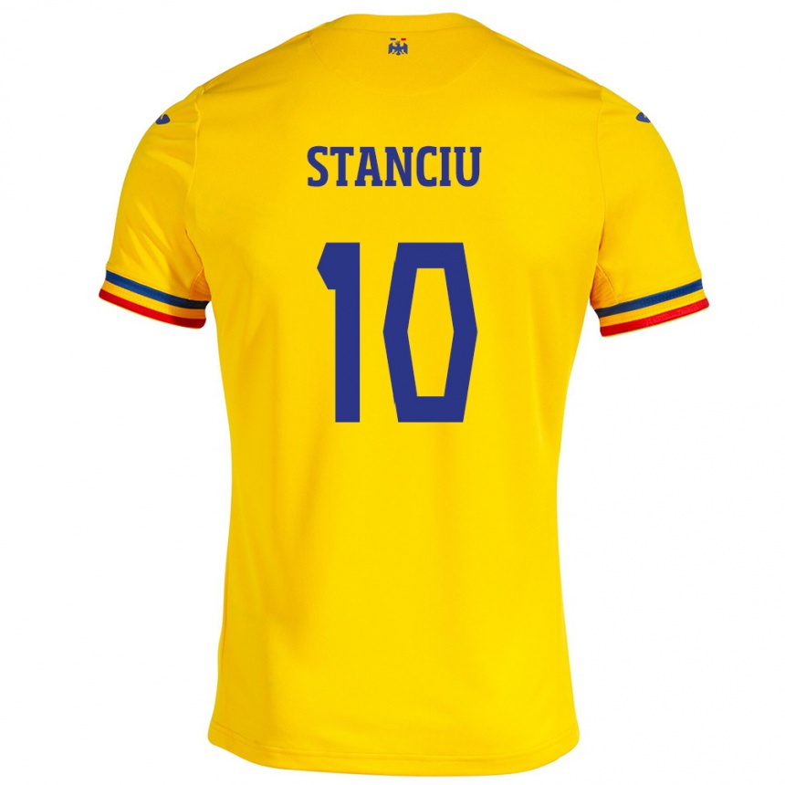 Women Football Romania Nicolae Stanciu #10 Yellow Home Jersey 24-26 T-Shirt Nz