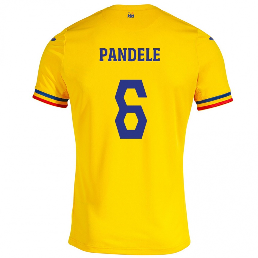 Women Football Romania Andrei Pandele #6 Yellow Home Jersey 24-26 T-Shirt Nz