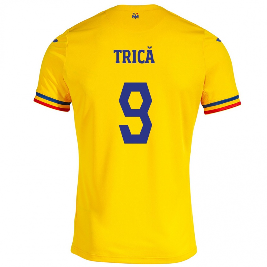 Women Football Romania Atanas Trică #9 Yellow Home Jersey 24-26 T-Shirt Nz