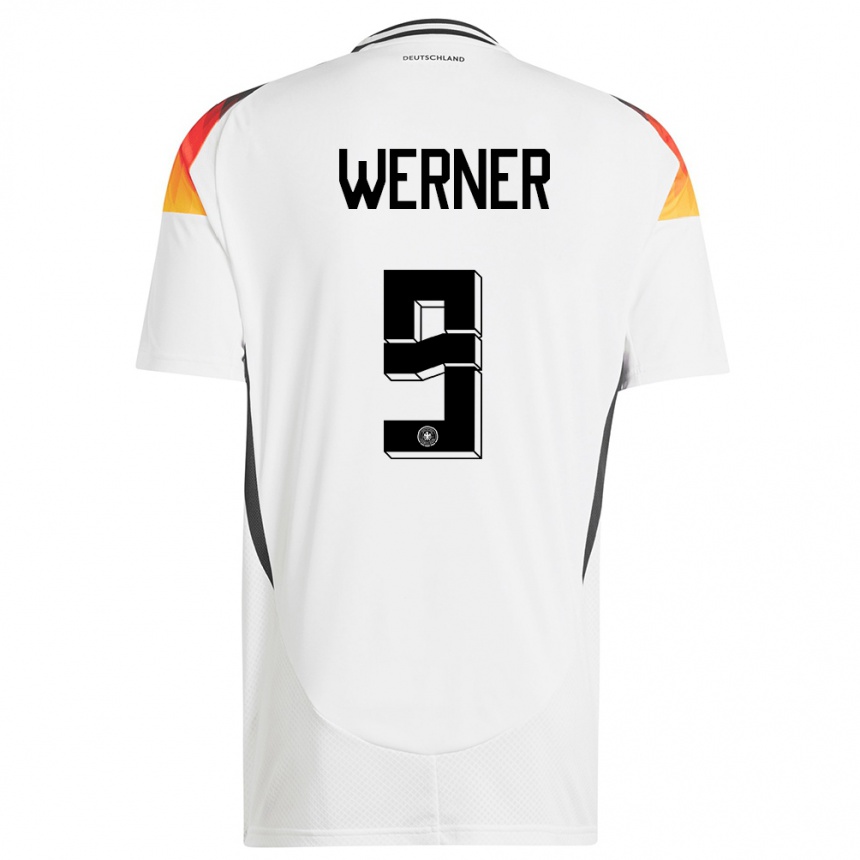 Kids Football Germany Timo Werner #9 White Home Jersey 24-26 T-Shirt Nz