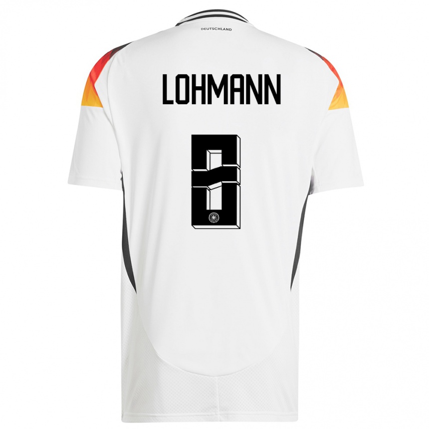 Kids Football Germany Sydney Lohmann #8 White Home Jersey 24-26 T-Shirt Nz