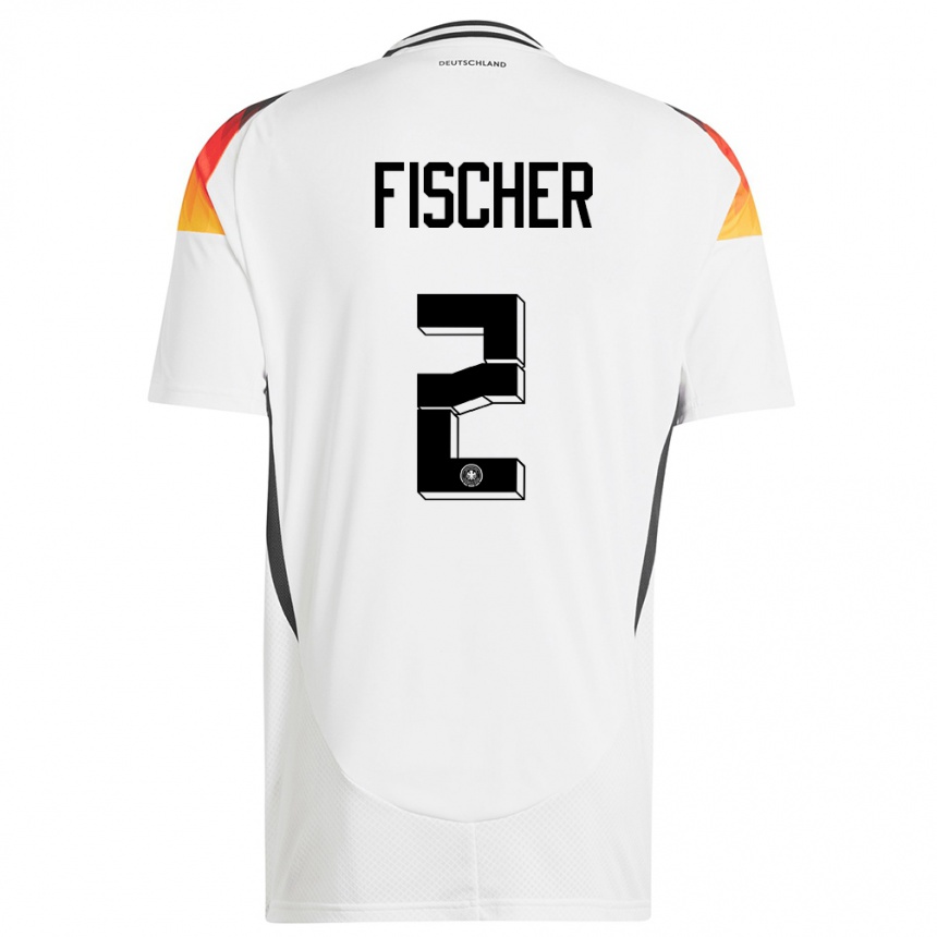 Kids Football Germany Kilian Fischer #2 White Home Jersey 24-26 T-Shirt Nz