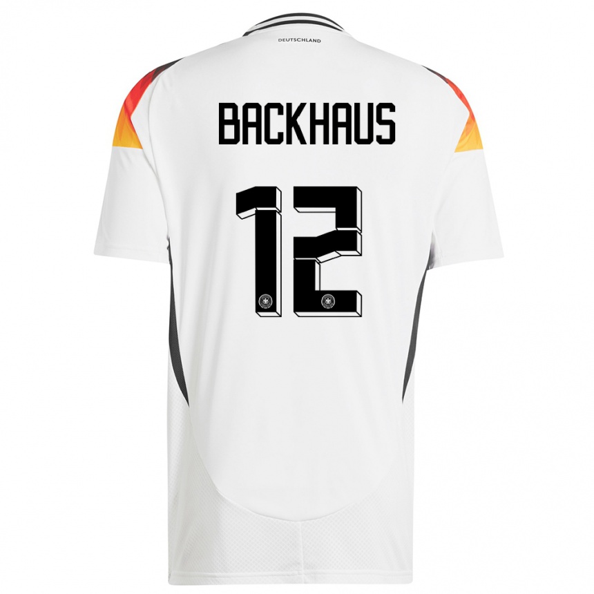 Kids Football Germany Mio Backhaus #12 White Home Jersey 24-26 T-Shirt Nz