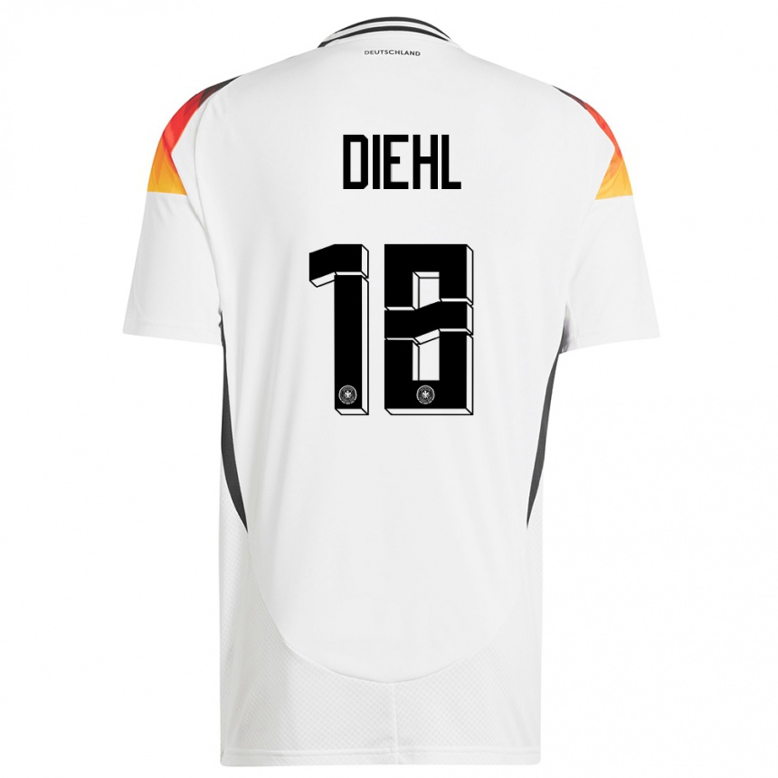 Kids Football Germany Justin Diehl #18 White Home Jersey 24-26 T-Shirt Nz