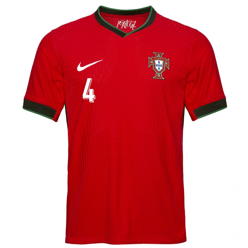 Kids Football Portugal Ruben Dias #4 Red Home Jersey 24-26 T-Shirt Nz