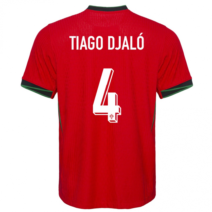 Kids Football Portugal Tiago Djalo #4 Red Home Jersey 24-26 T-Shirt Nz