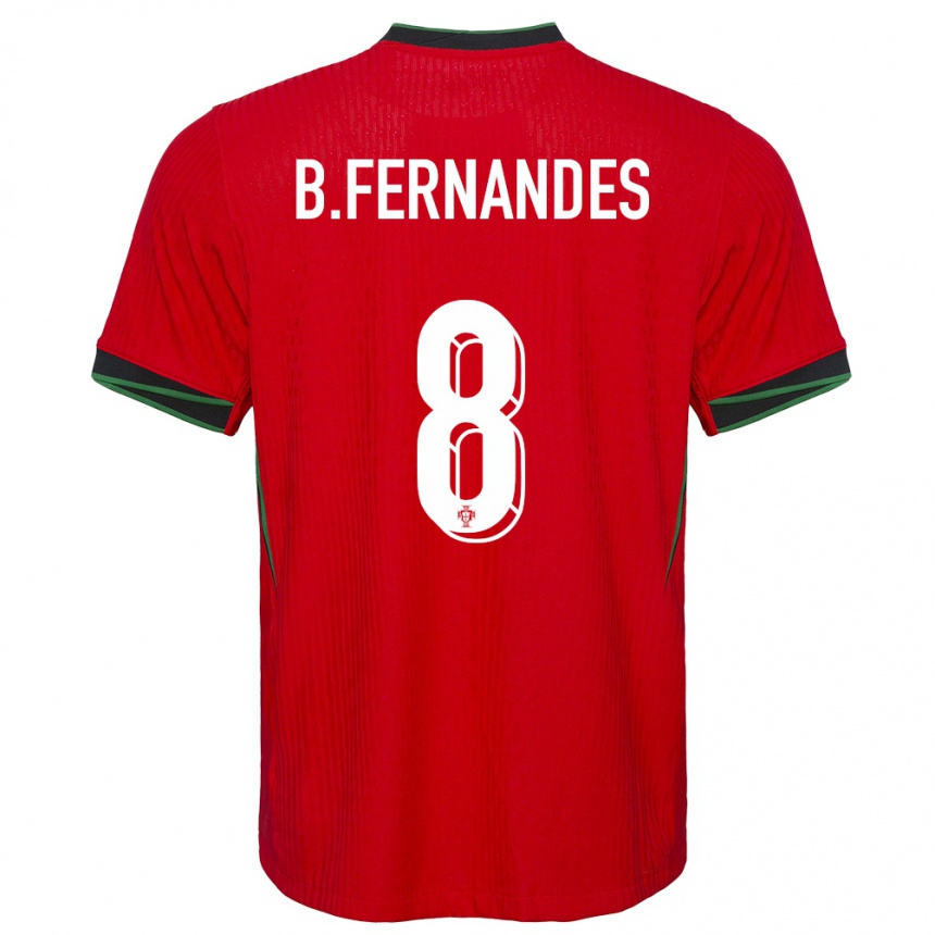 Kids Football Portugal Bruno Fernandes #8 Red Home Jersey 24-26 T-Shirt Nz