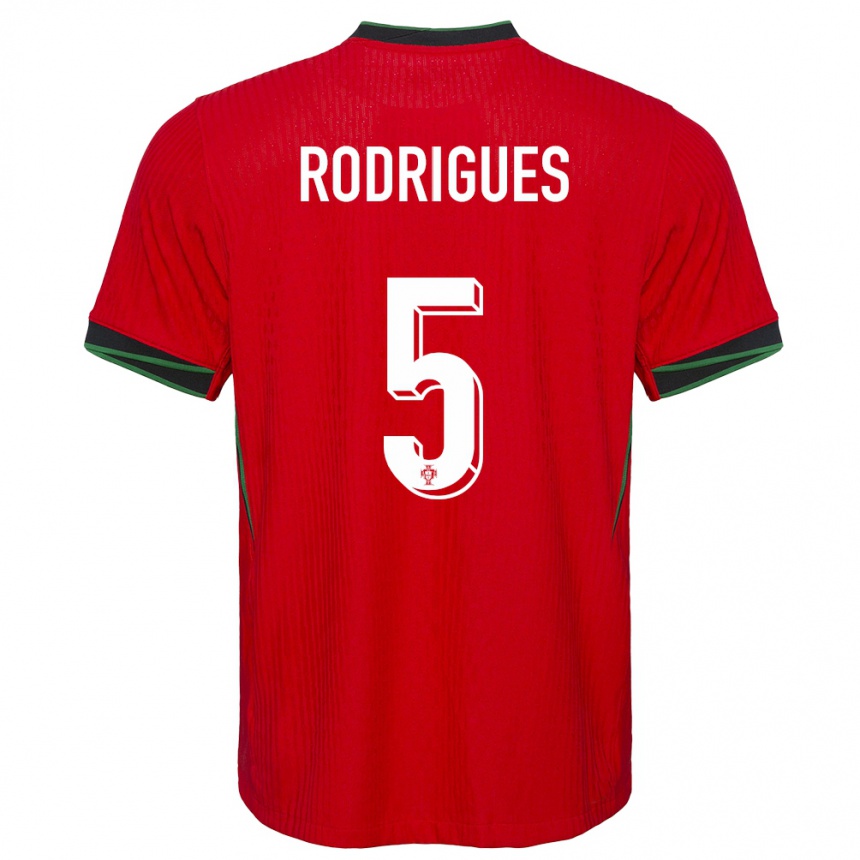 Kids Football Portugal Rafael Rodrigues #5 Red Home Jersey 24-26 T-Shirt Nz