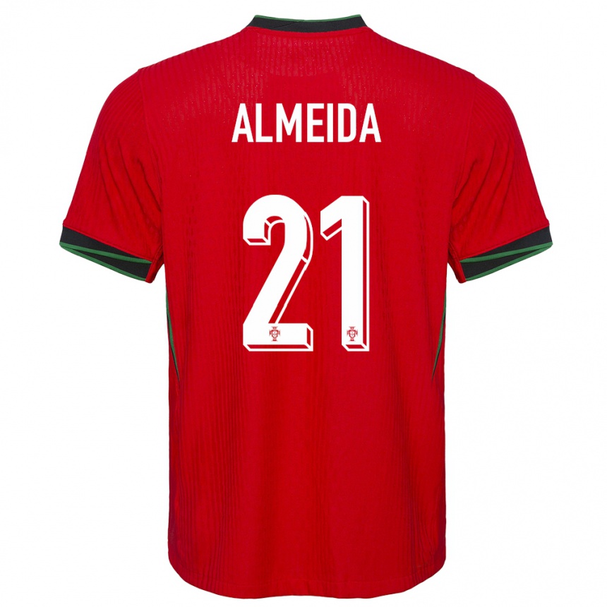 Kids Football Portugal Andre Almeida #21 Red Home Jersey 24-26 T-Shirt Nz