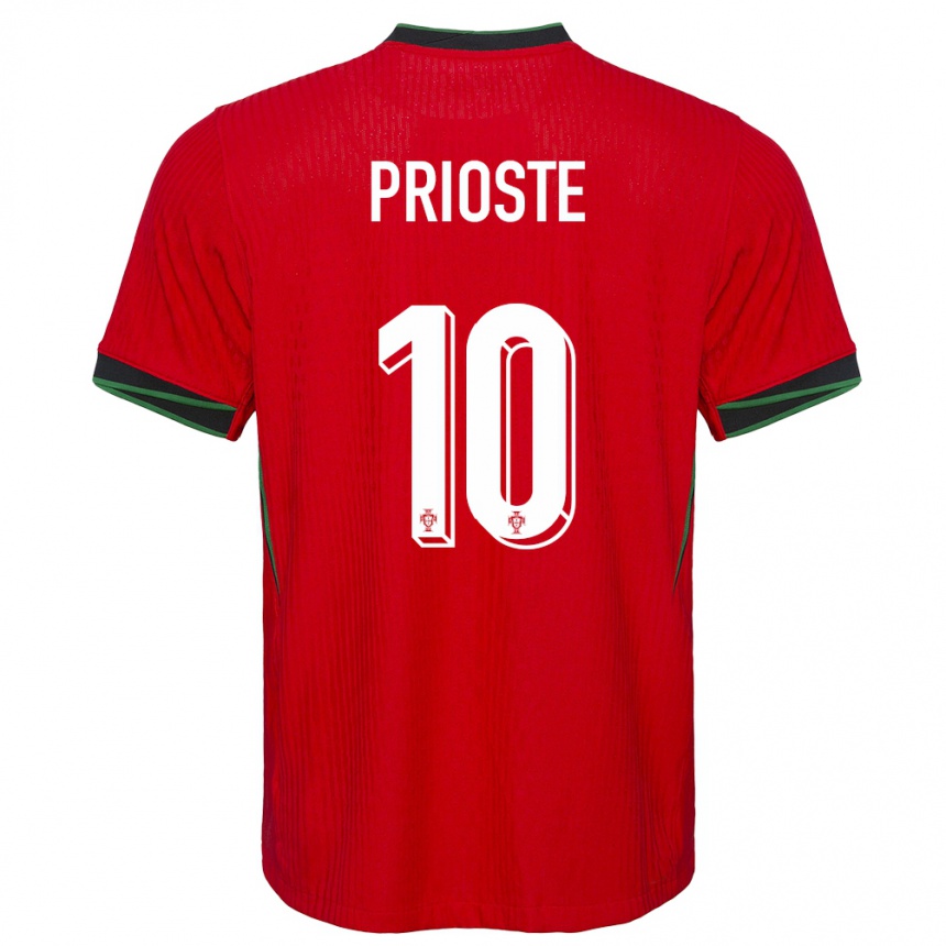 Kids Football Portugal Diogo Prioste #10 Red Home Jersey 24-26 T-Shirt Nz