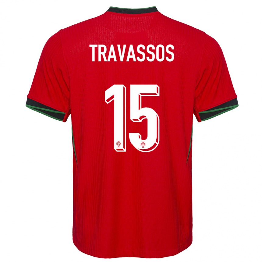 Kids Football Portugal Diogo Travassos #15 Red Home Jersey 24-26 T-Shirt Nz