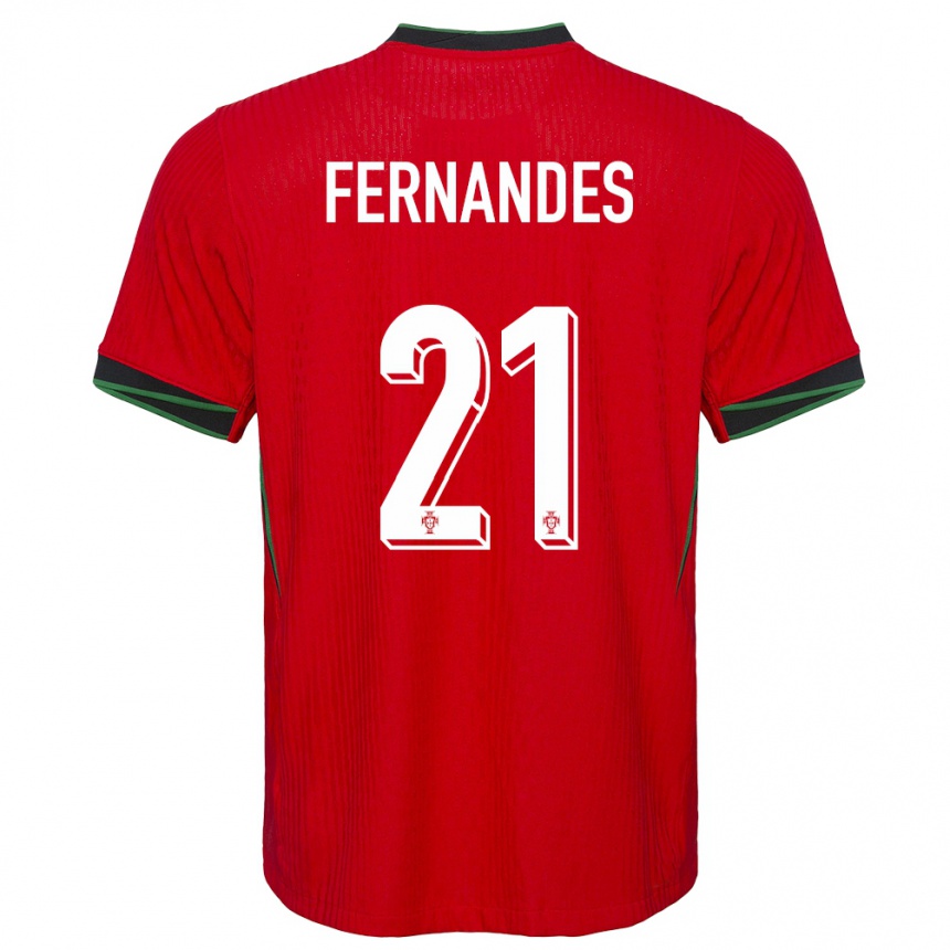 Kids Football Portugal Mateus Fernandes #21 Red Home Jersey 24-26 T-Shirt Nz