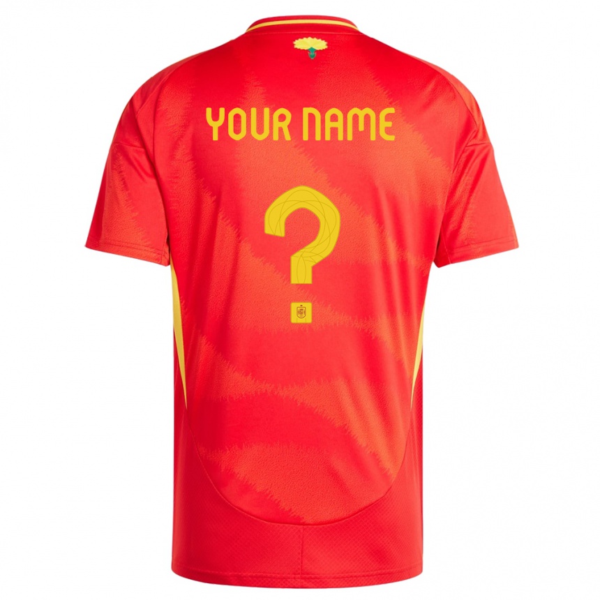 Kids Football Spain Your Name #0 Red Home Jersey 24-26 T-Shirt Nz