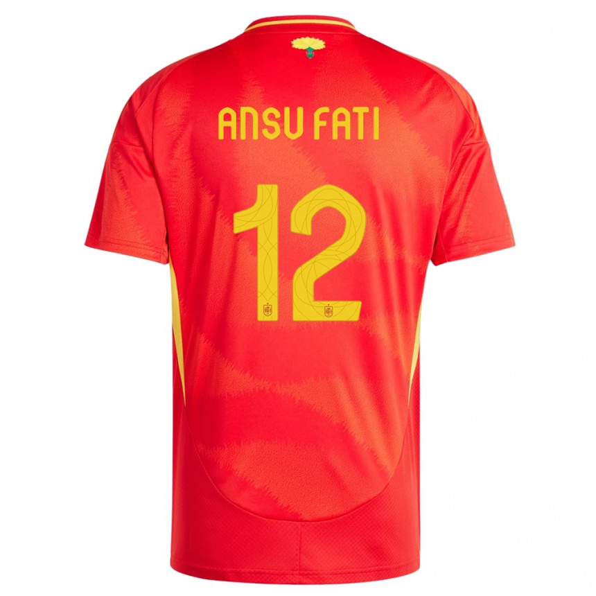 Kids Football Spain Ansu Fati #12 Red Home Jersey 24-26 T-Shirt Nz