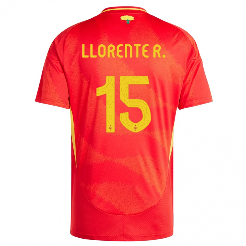 Kids Football Spain Diego Llorente #15 Red Home Jersey 24-26 T-Shirt Nz