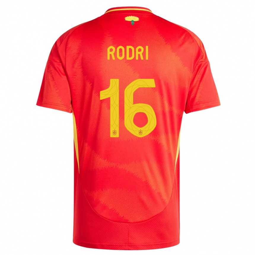 Kids Football Spain Rodri #16 Red Home Jersey 24-26 T-Shirt Nz