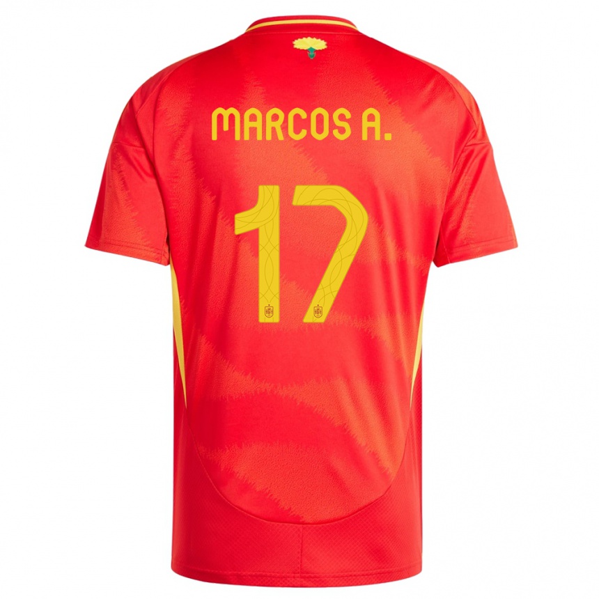 Kids Football Spain Marcos Alonso #17 Red Home Jersey 24-26 T-Shirt Nz