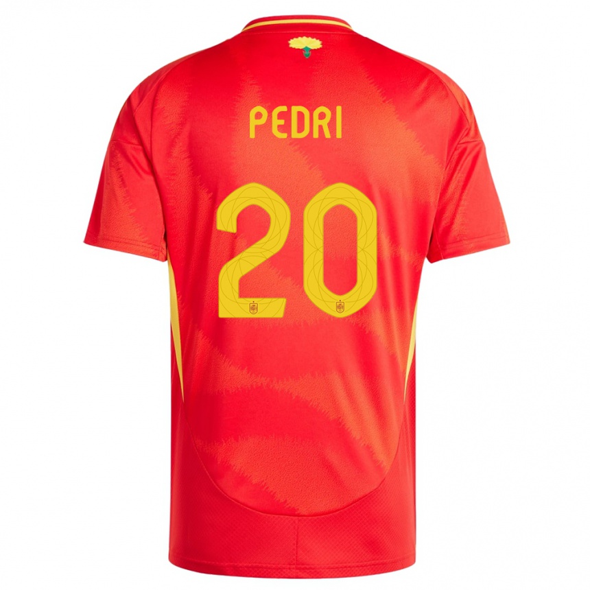 Kids Football Spain Pedri #20 Red Home Jersey 24-26 T-Shirt Nz