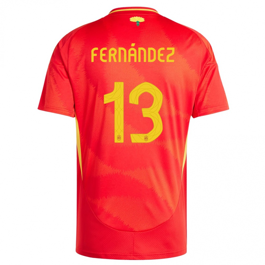 Kids Football Spain Cesar Fernandez #13 Red Home Jersey 24-26 T-Shirt Nz