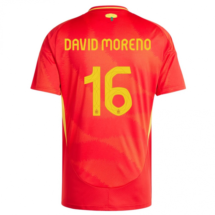 Kids Football Spain Antonio David Moreno #16 Red Home Jersey 24-26 T-Shirt Nz