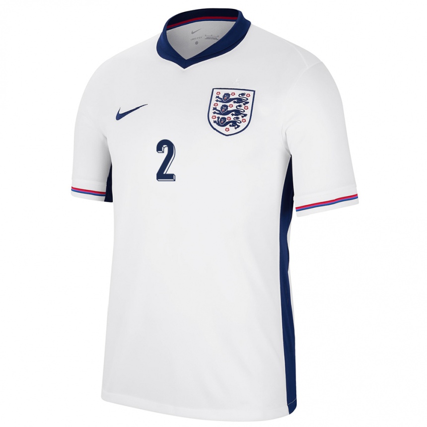 Kids Football England Kyle Walker #2 White Home Jersey 24-26 T-Shirt Nz