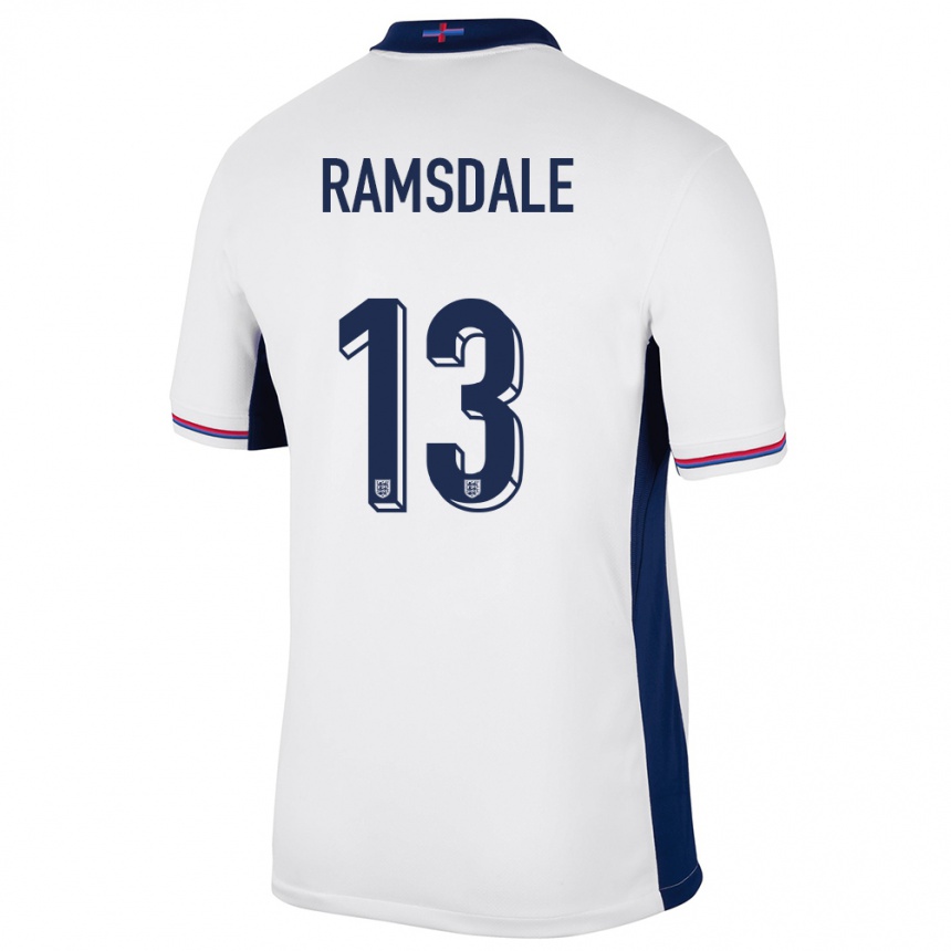 Kids Football England Aaron Ramsdale #13 White Home Jersey 24-26 T-Shirt Nz