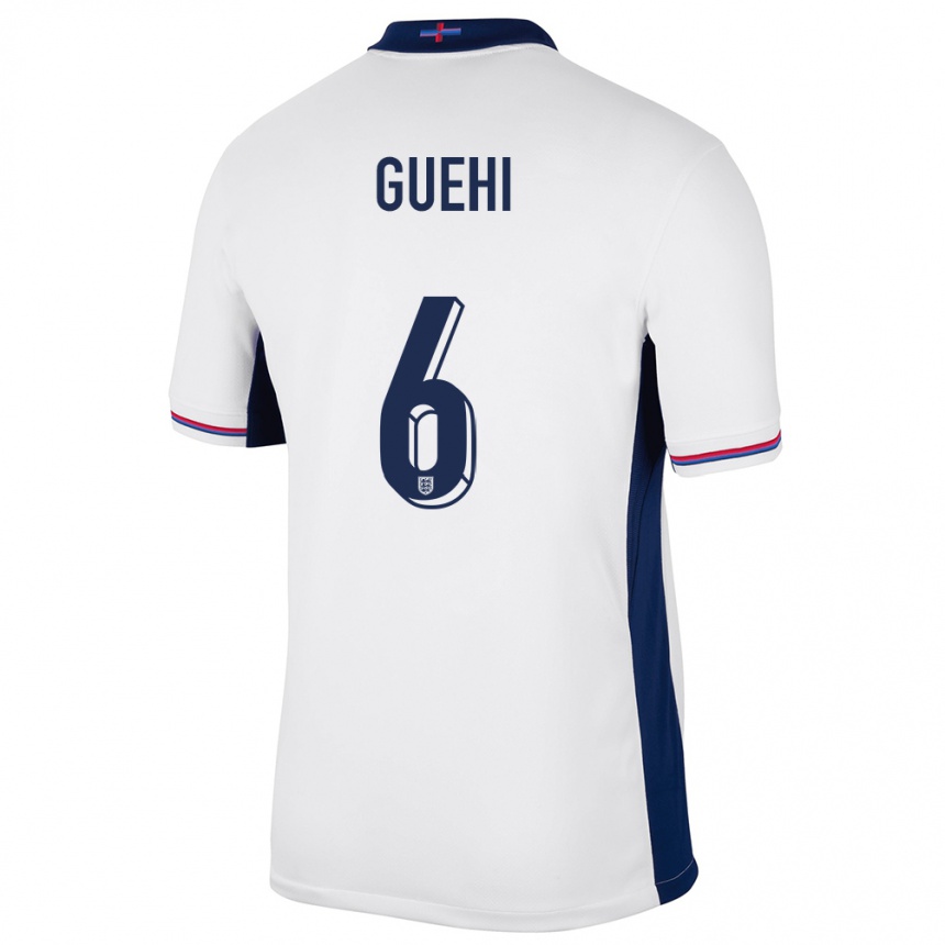 Kids Football England Marc Guehi #6 White Home Jersey 24-26 T-Shirt Nz