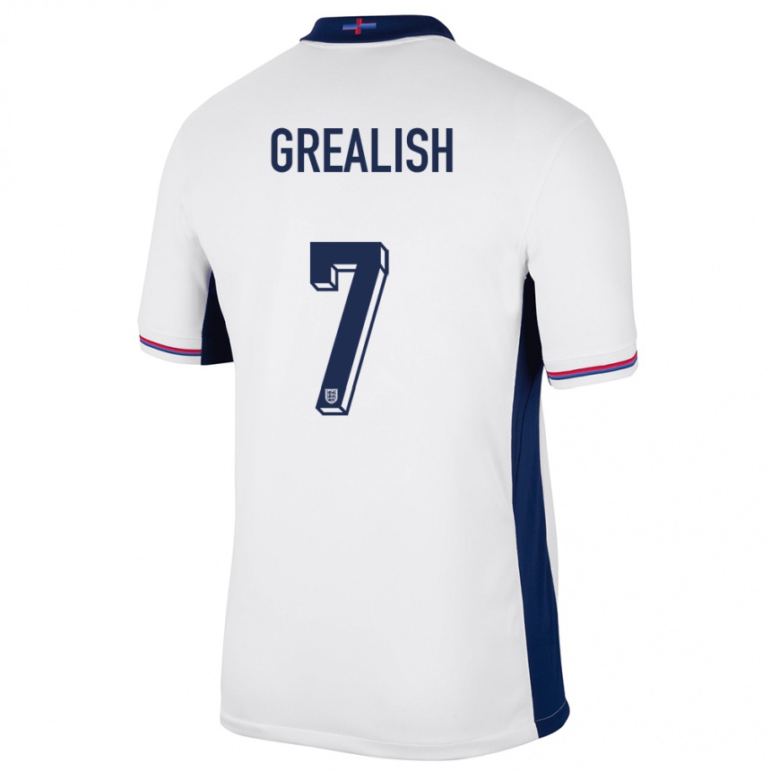 Kids Football England Jack Grealish #7 White Home Jersey 24-26 T-Shirt Nz