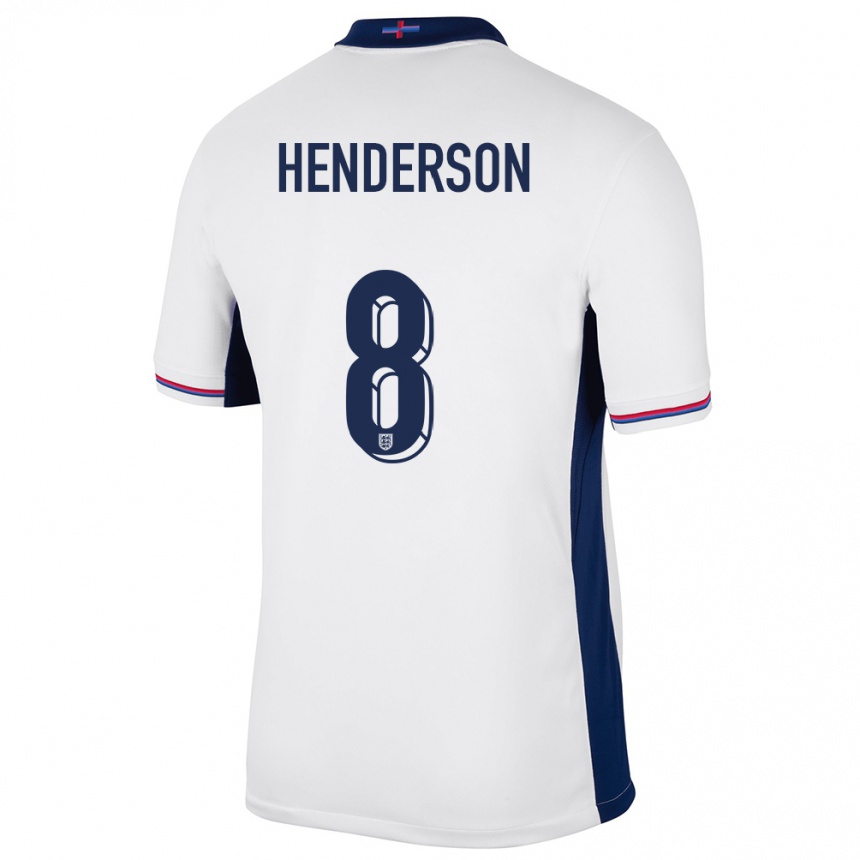 Kids Football England Jordan Henderson #8 White Home Jersey 24-26 T-Shirt Nz