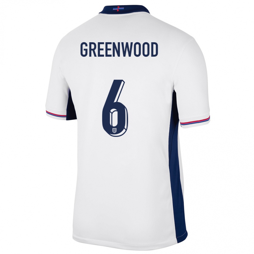 Kids Football England Alex Greenwood #6 White Home Jersey 24-26 T-Shirt Nz