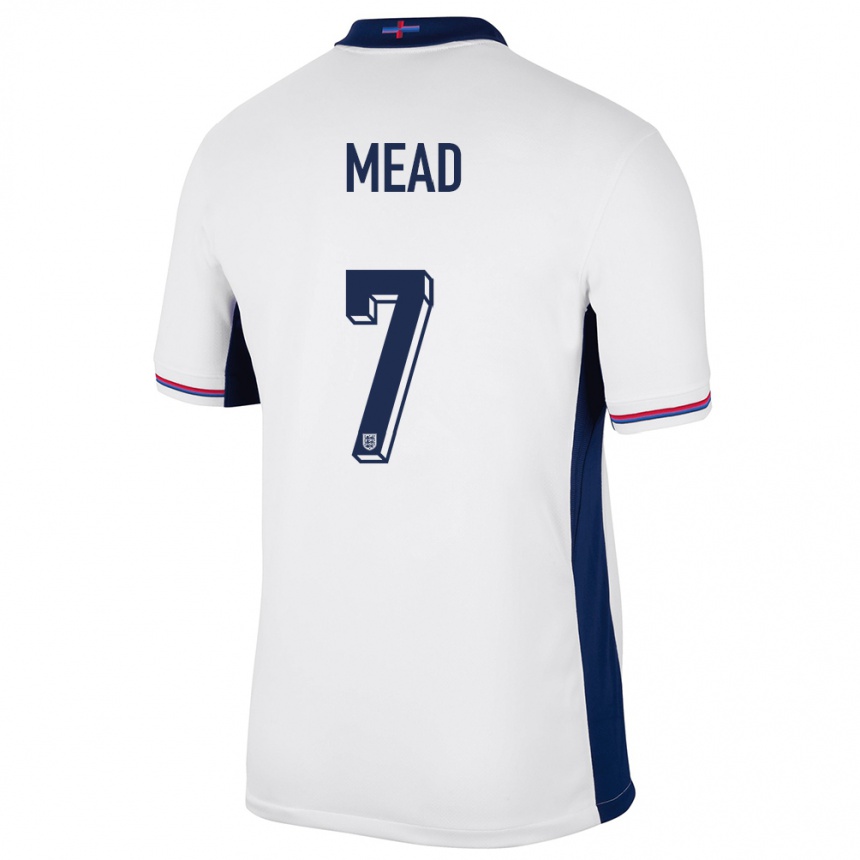 Kids Football England Beth Mead #7 White Home Jersey 24-26 T-Shirt Nz