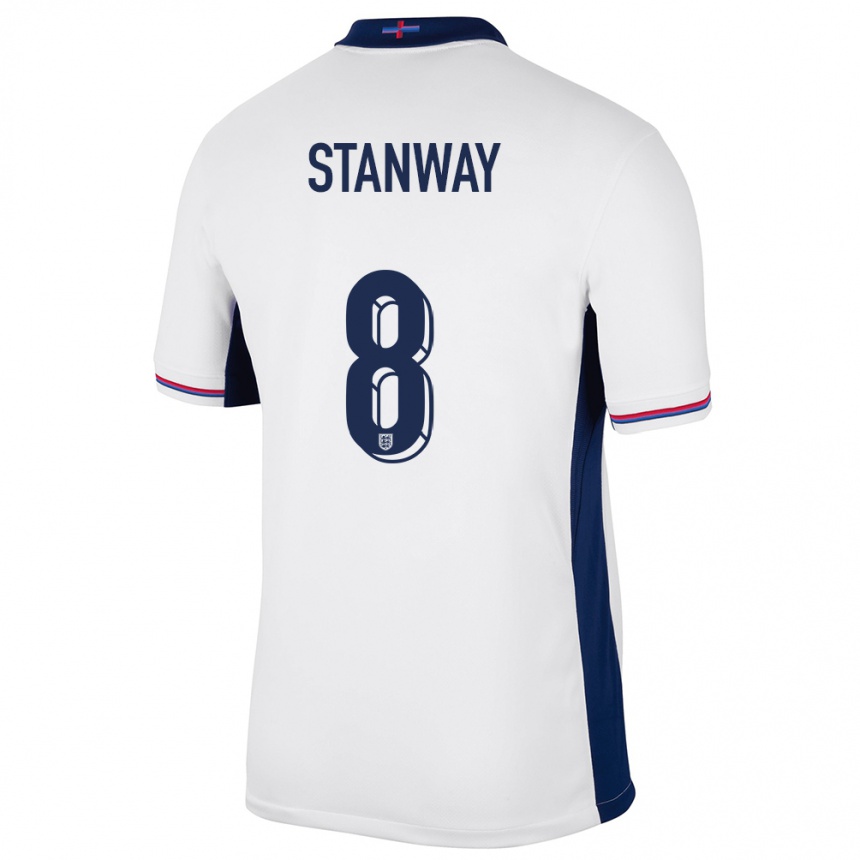 Kids Football England Georgia Stanway #8 White Home Jersey 24-26 T-Shirt Nz