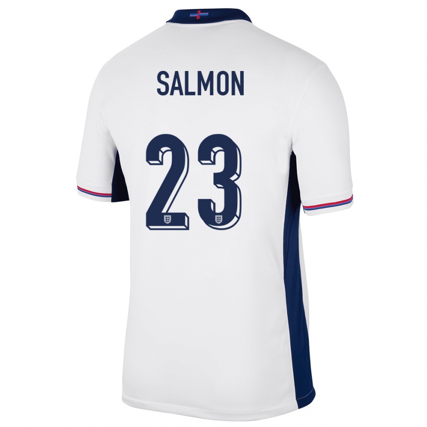 Kids Football England Ebony Salmon #23 White Home Jersey 24-26 T-Shirt Nz