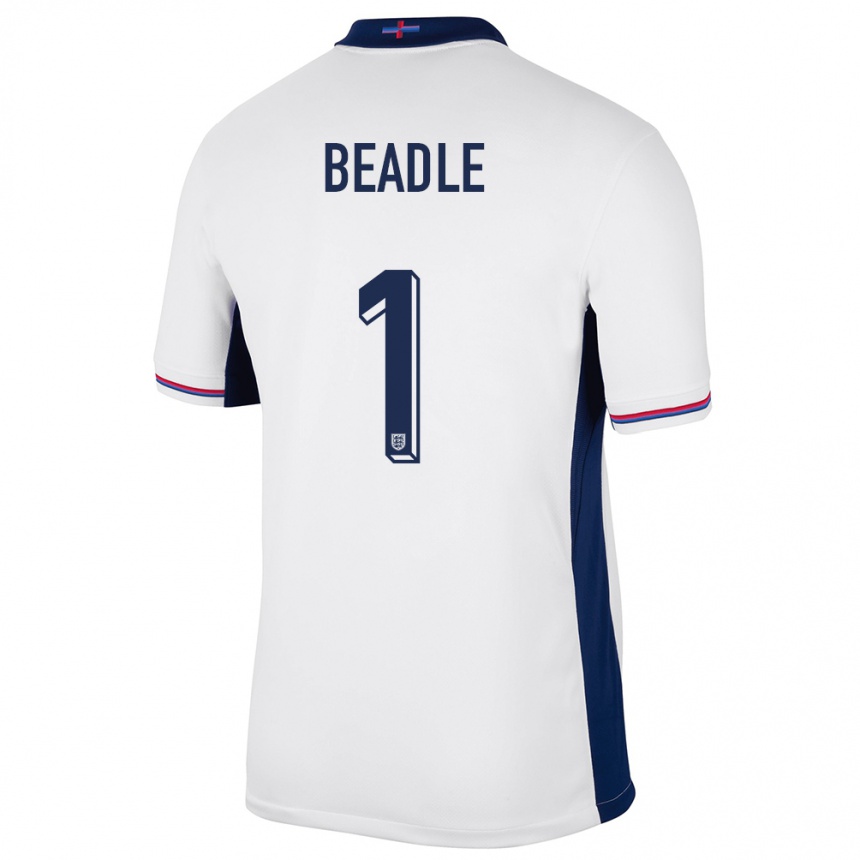 Kids Football England James Beadle #1 White Home Jersey 24-26 T-Shirt Nz