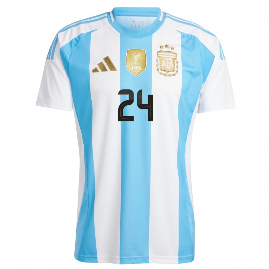 Kids Football Argentina Enzo Fernandez #24 White Blue Home Jersey 24-26 T-Shirt Nz