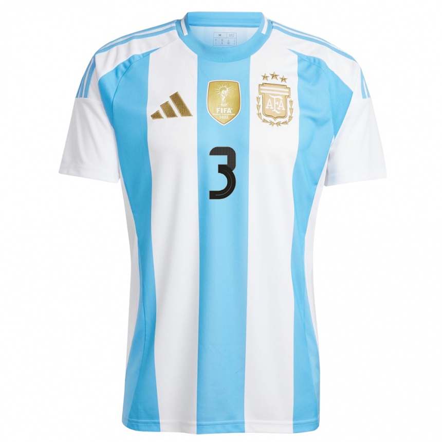 Kids Football Argentina Nicolas Tagliafico #3 White Blue Home Jersey 24-26 T-Shirt Nz